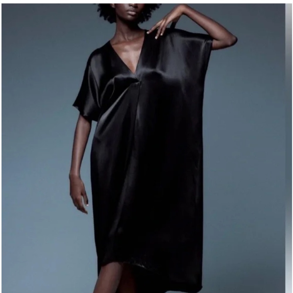 Zara Black Satin Dress